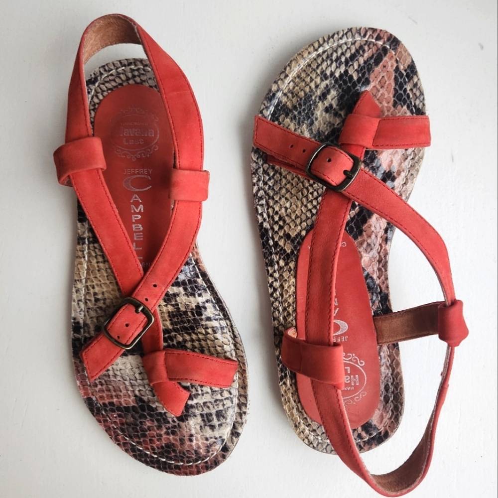 Jeffrey Campbell Havana Strappy Ajdustable Slingback Red Suede Sandals